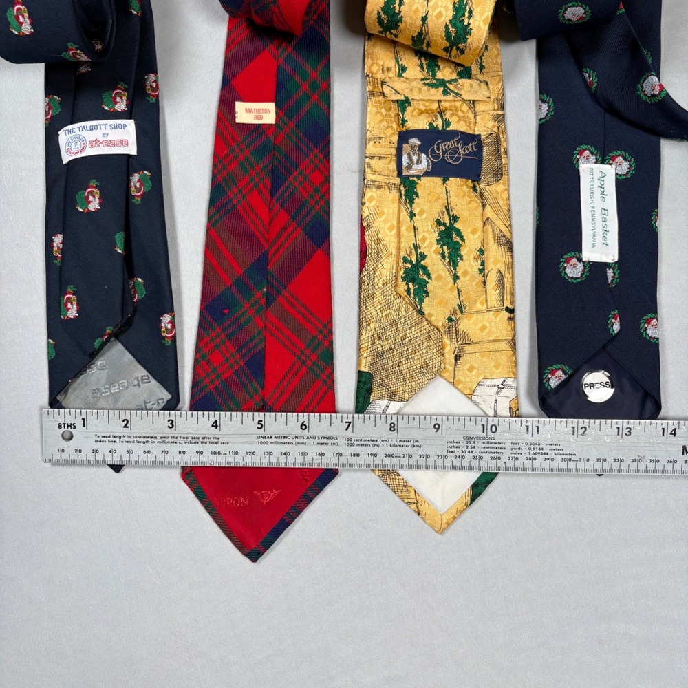 Christmas Necktie Lot Mens OS Christmas Santa Plaid Multi Holiday Vintage 4pc - Picture 12 of 13